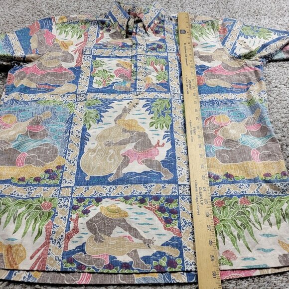 Reyn Spooner Detrich Varez Shirt Mens XL Hawaiian Guitar Print Floral Distressed - Picture 4 of 8